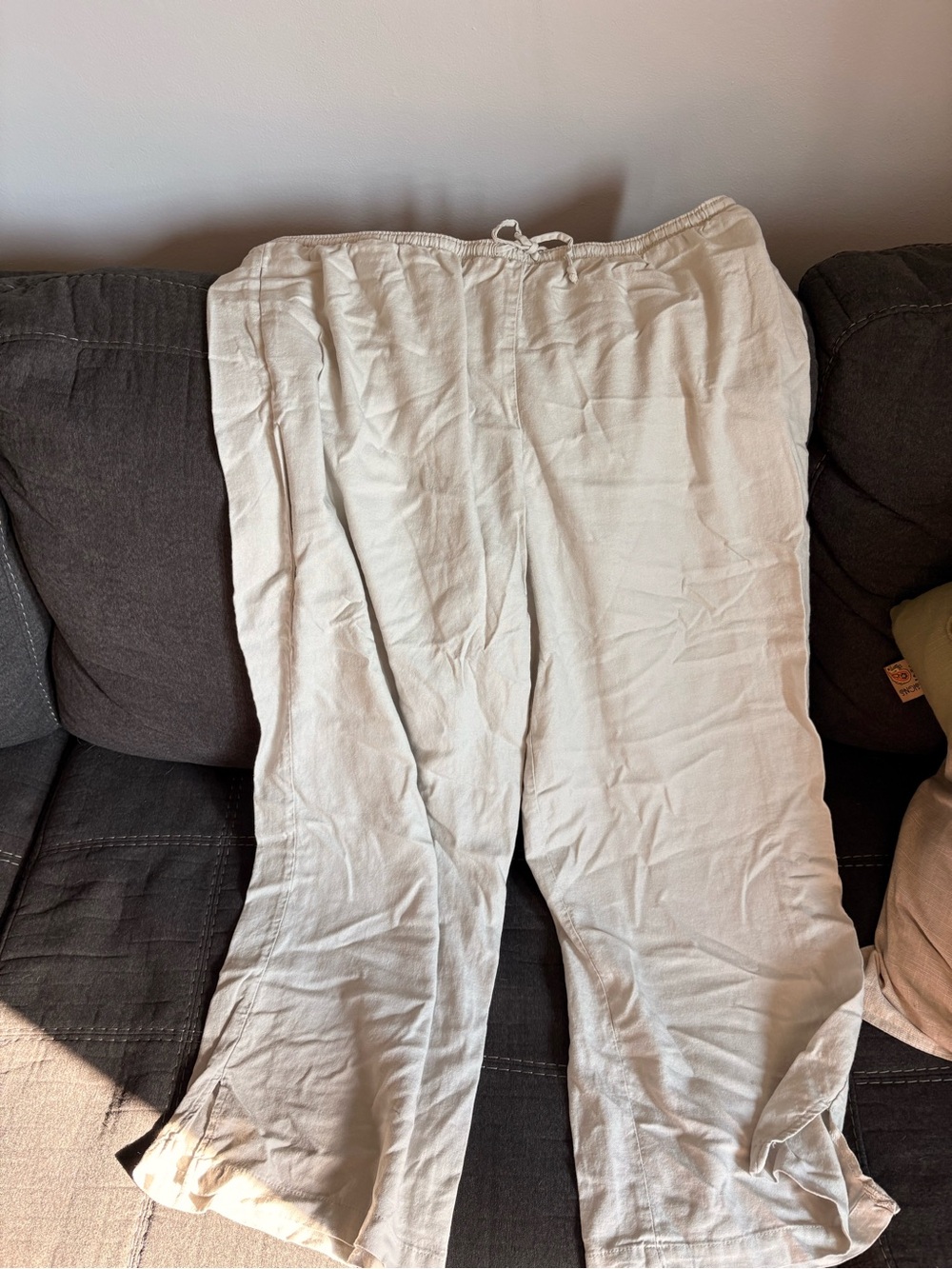 Target Women's Light Cream Drawstring Linen-Blend Pants